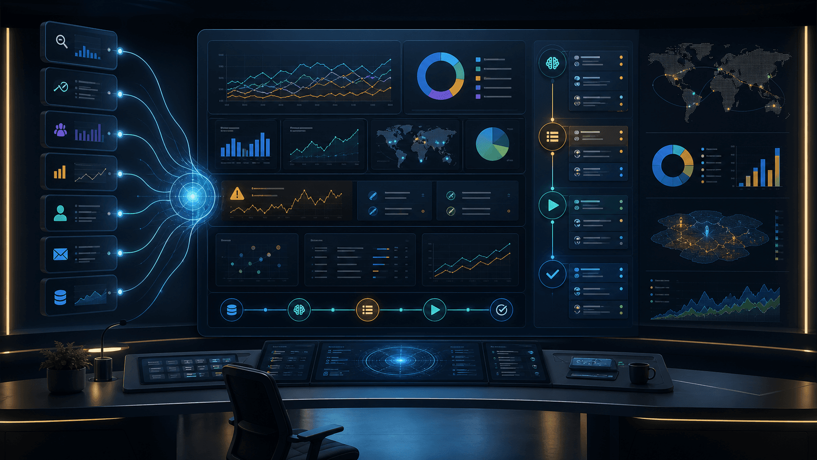 centro de operaciones de marketing con datos, IA, prioridades y acciones conectadas
